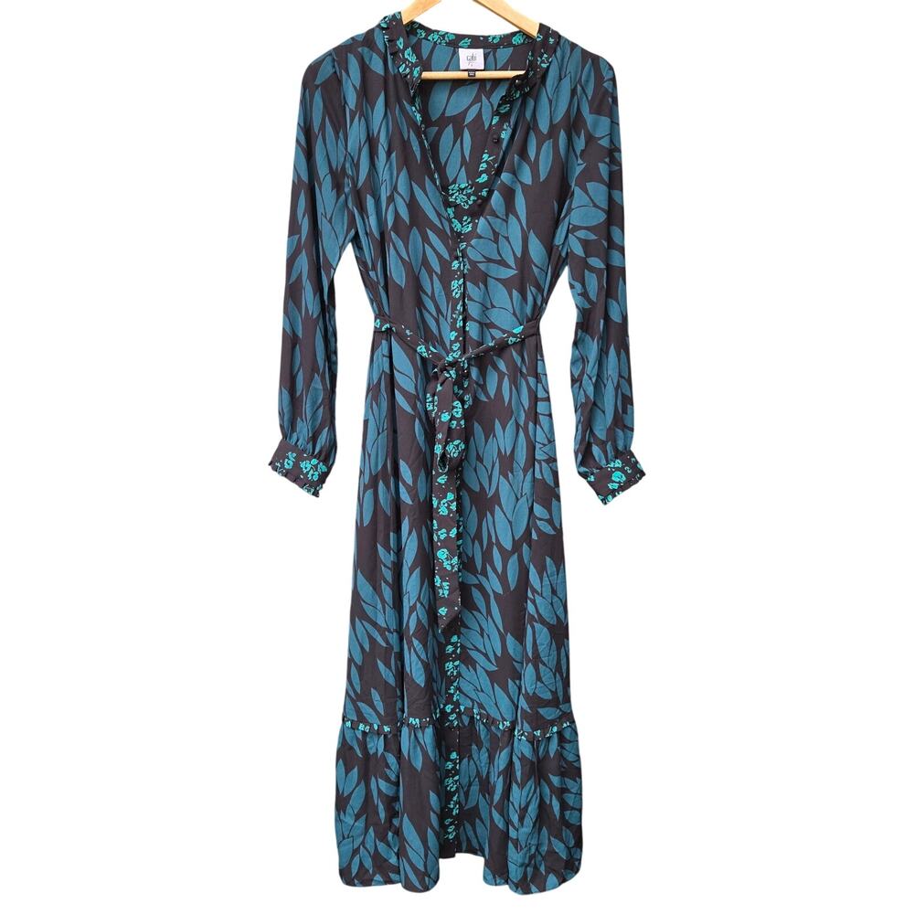 Cabi Moody Whimsi Cottage Dark Romantic Mix Print Floral Maxi Shirt/Slip Dress S
